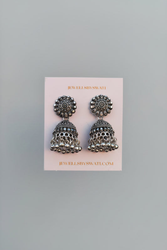 SILVER OXIDISED JHUMKI