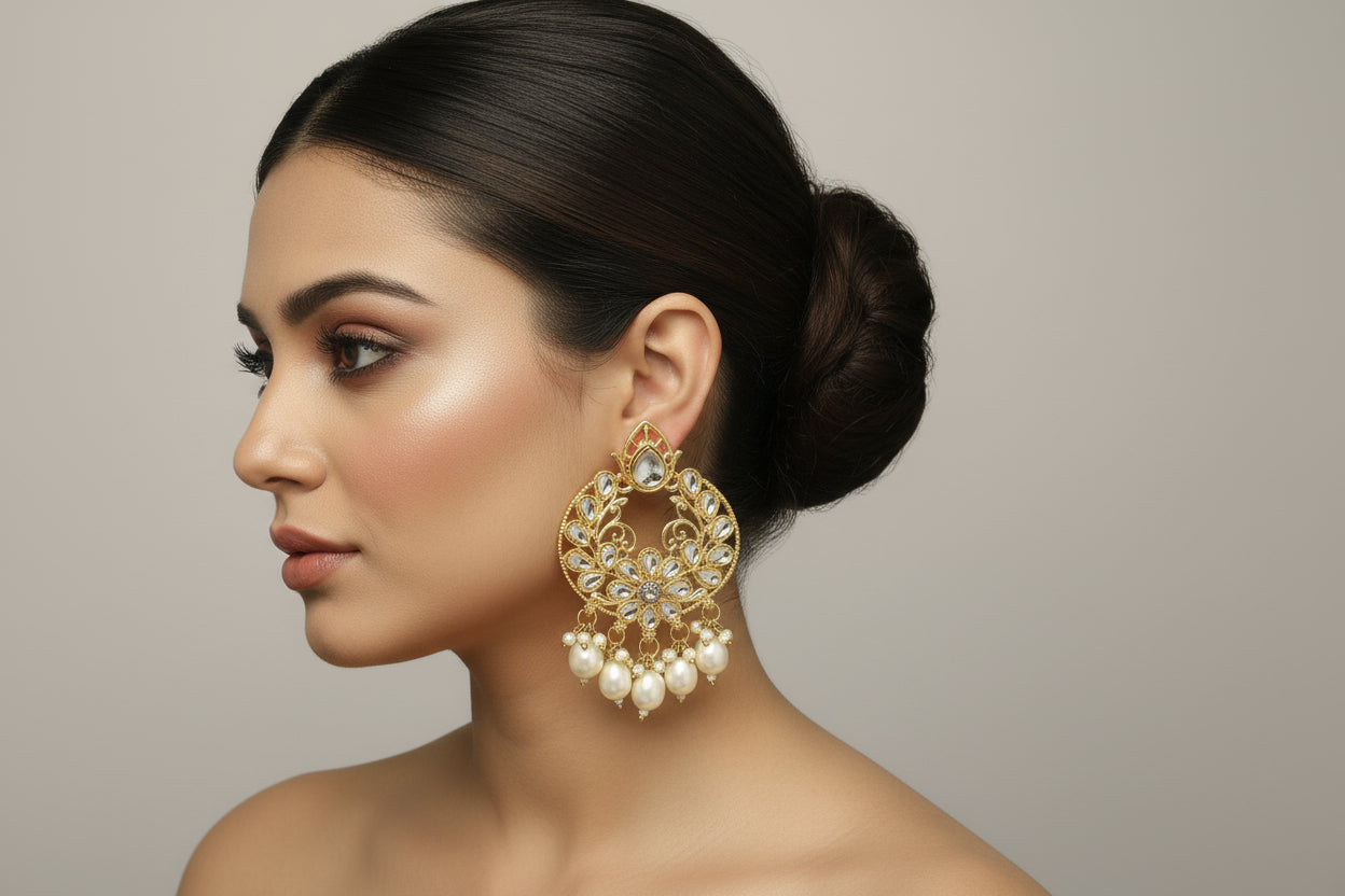 KUNDAN CHANDBALI EARRINGS