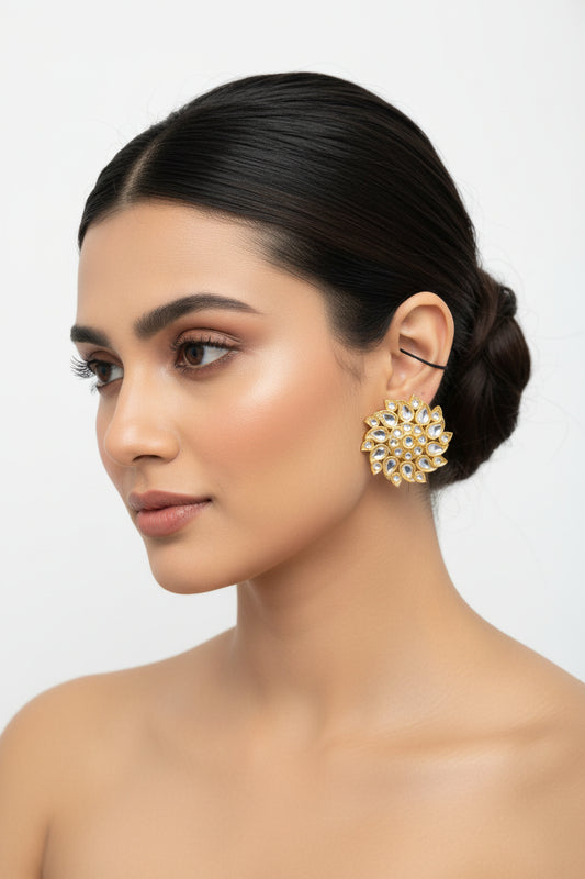 Classic Floral Kundan Stud Earrings