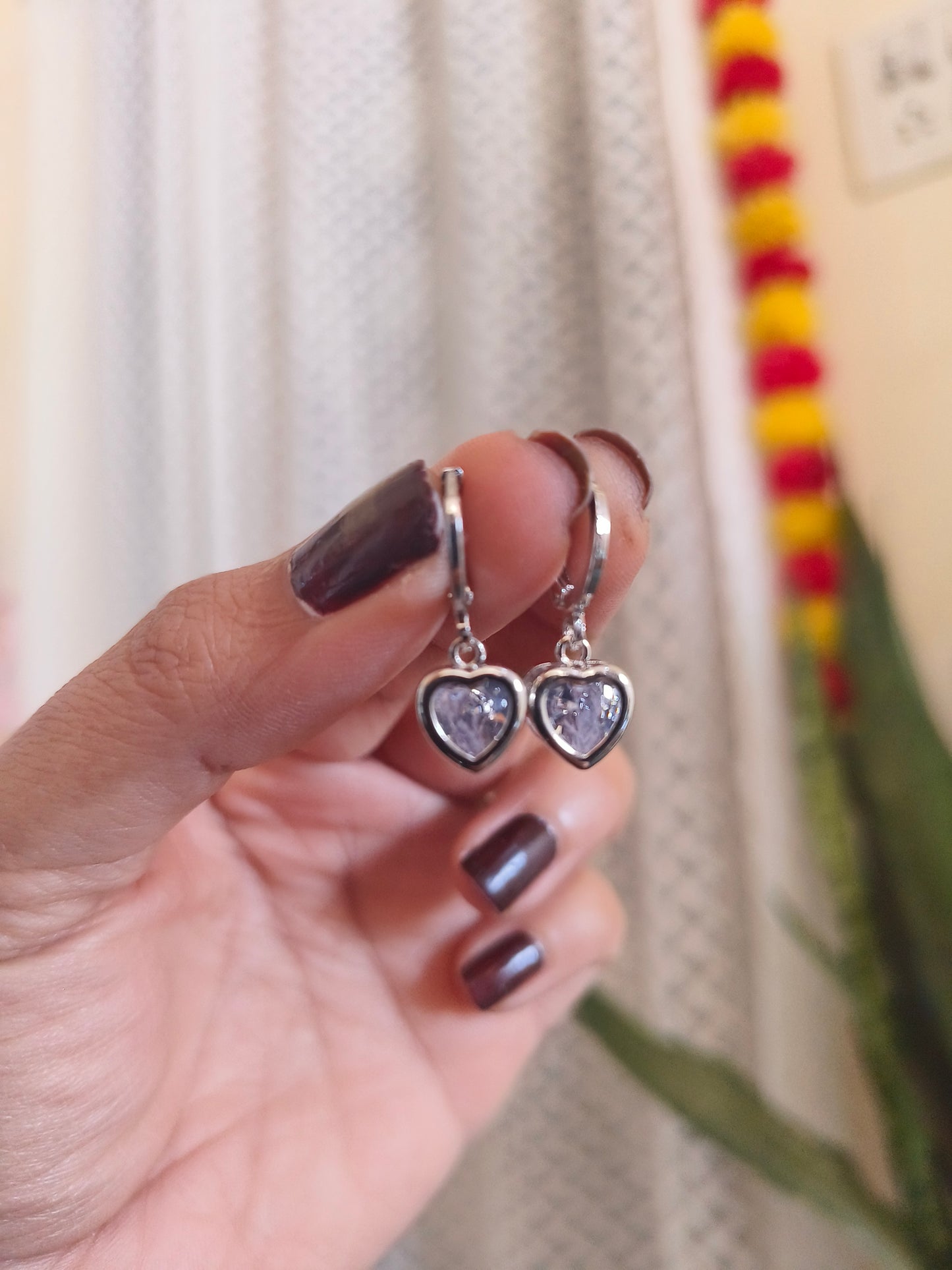 Golden Heart Crystal Drop Earrings | Romantic Elegance | Jewells by Swati