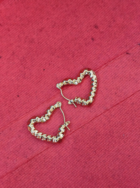 Gold-Tone Anti-Tarnish Heart Hoops | Lightweight Everyday Earrings