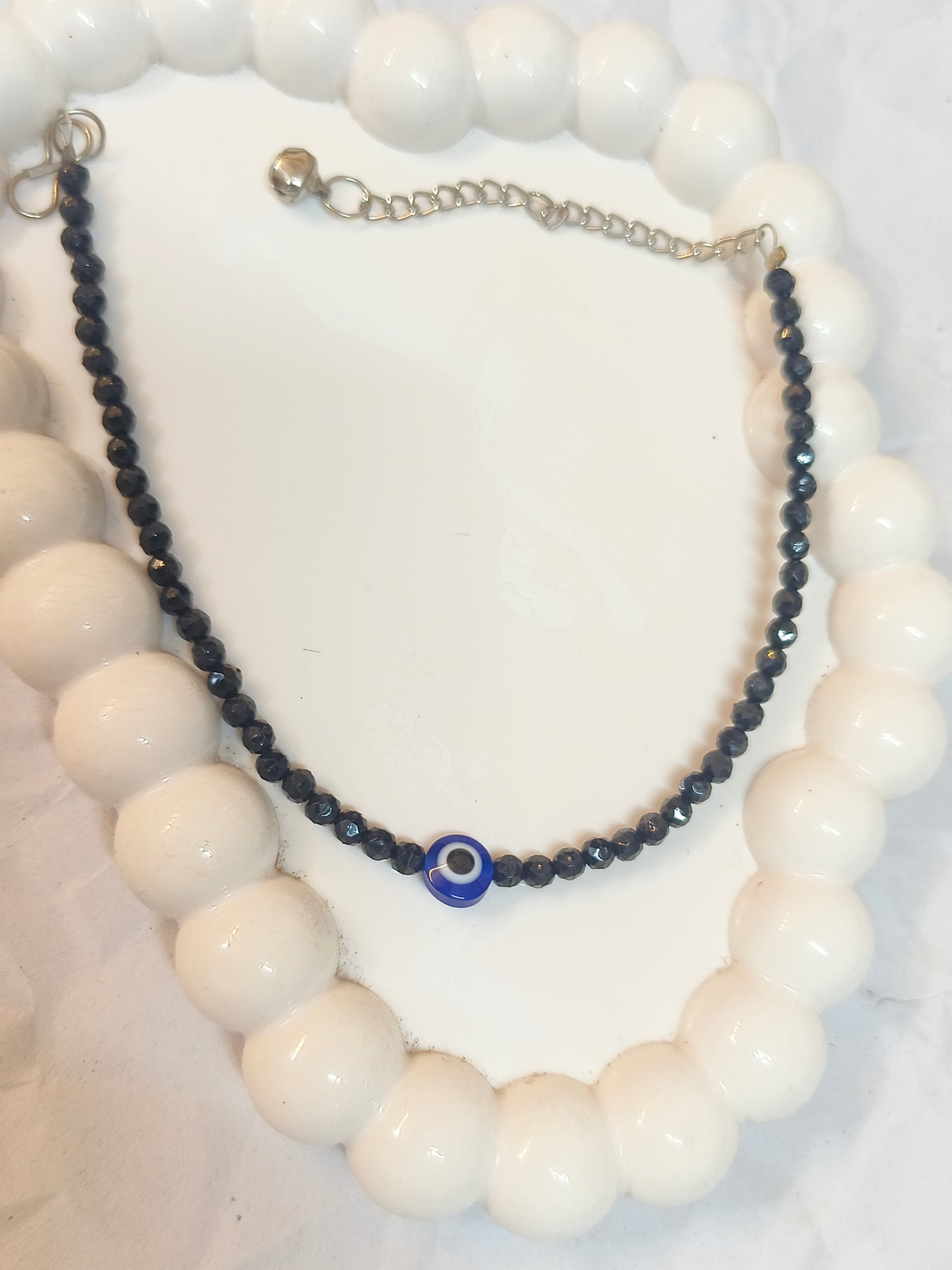 Blue Evil Eye Black Crystal Beaded anklet