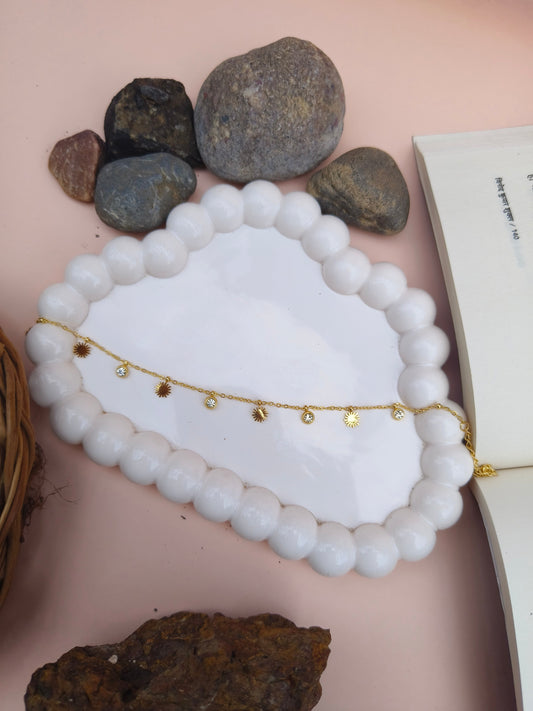 Delicate Gold Bracelet with Sun & Crystal Charms