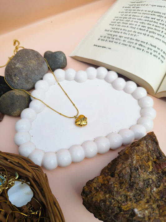 Stainless Steel Gold Heart Pendant Necklace – Minimalist Engraved Jewelry