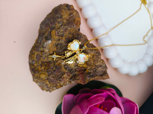 Stainless Steel Bow Pendant Necklace with Star Charm