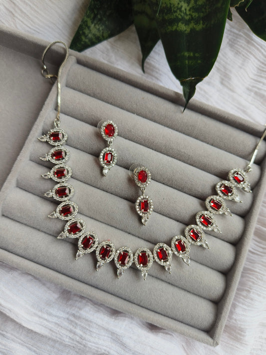RED AMERICAN DIAMOND NEACKLACE