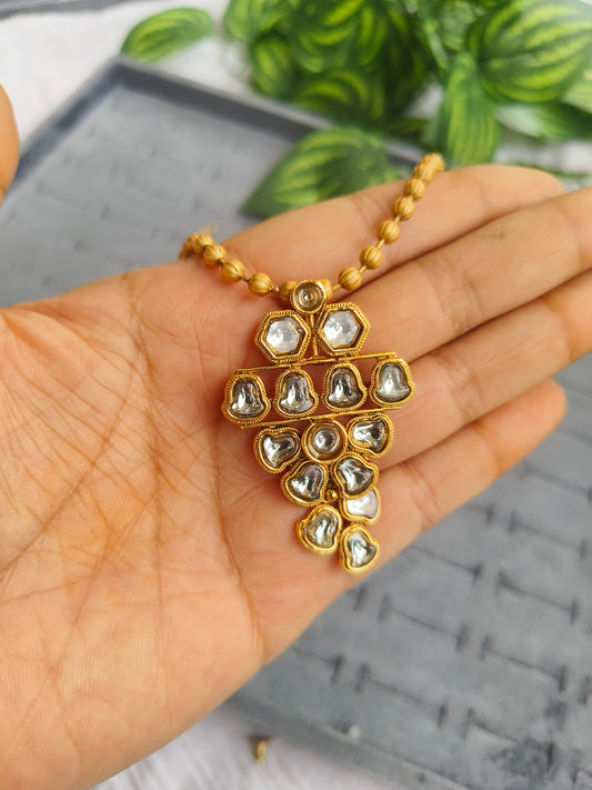 Elegant Kundan-Inspired American Diamond Gold Neck Set with Matching Earrings