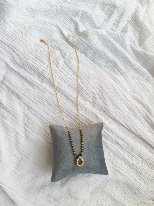 American Diamond Drop Charm Mangalsutra – Gold Finish