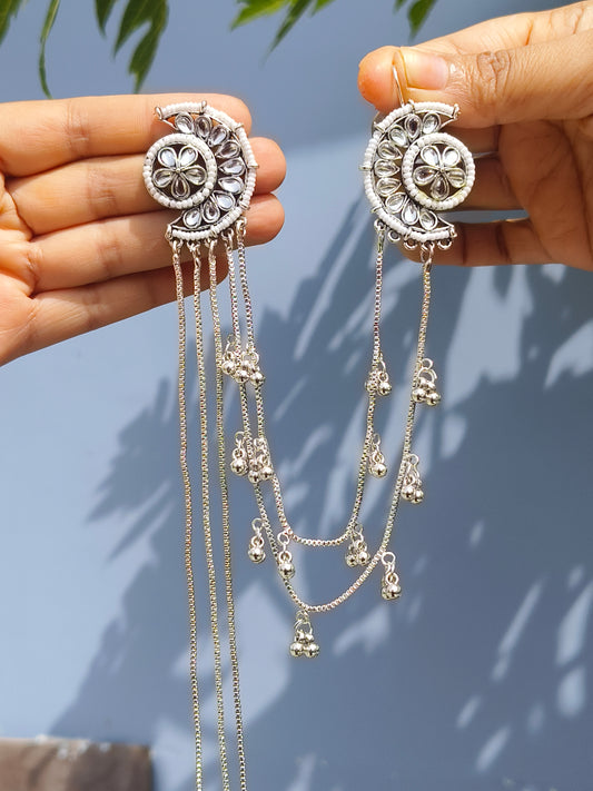 Silver Kashmiri Dual Earrings