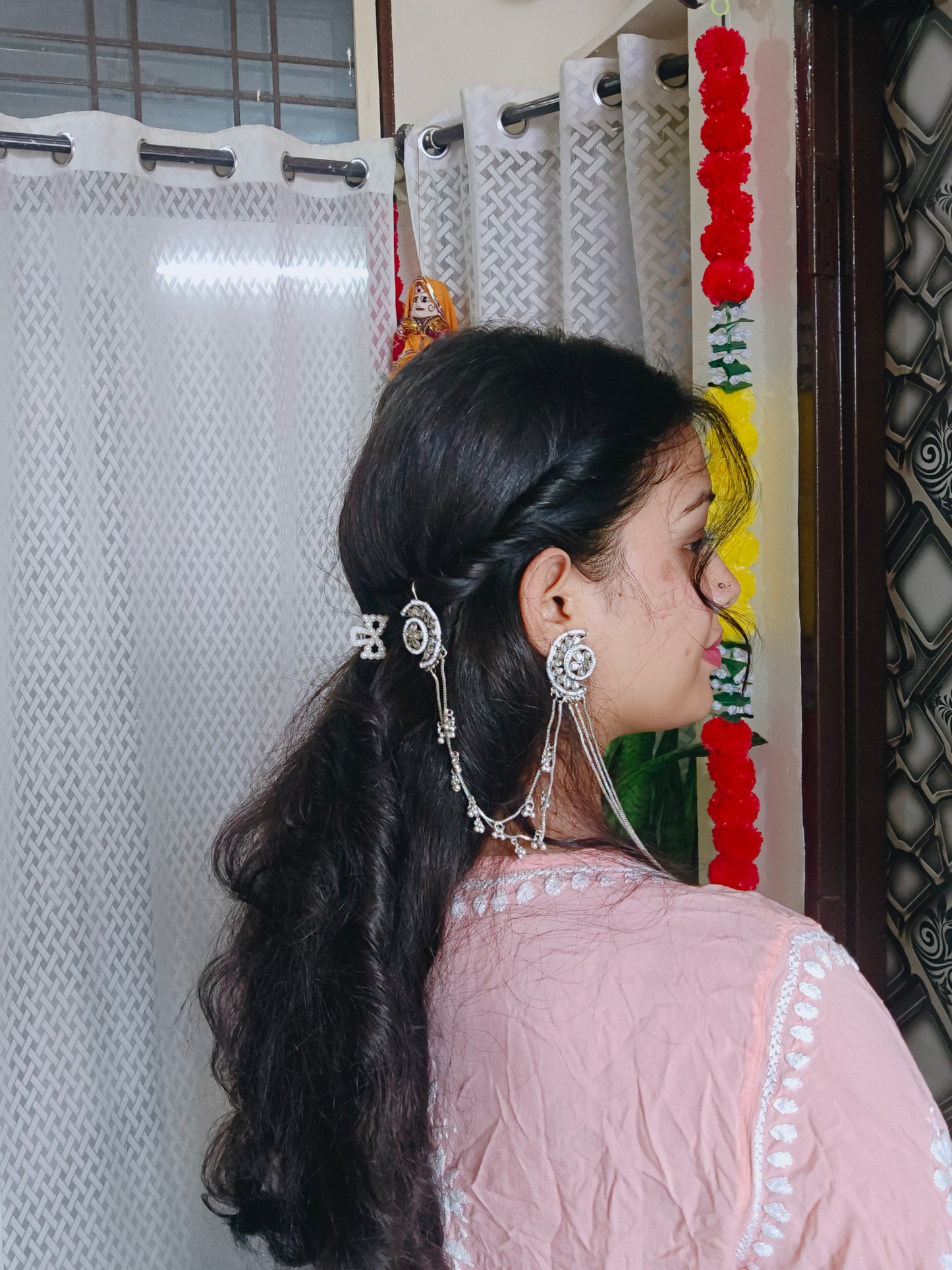 Silver Kashmiri Dual Earrings