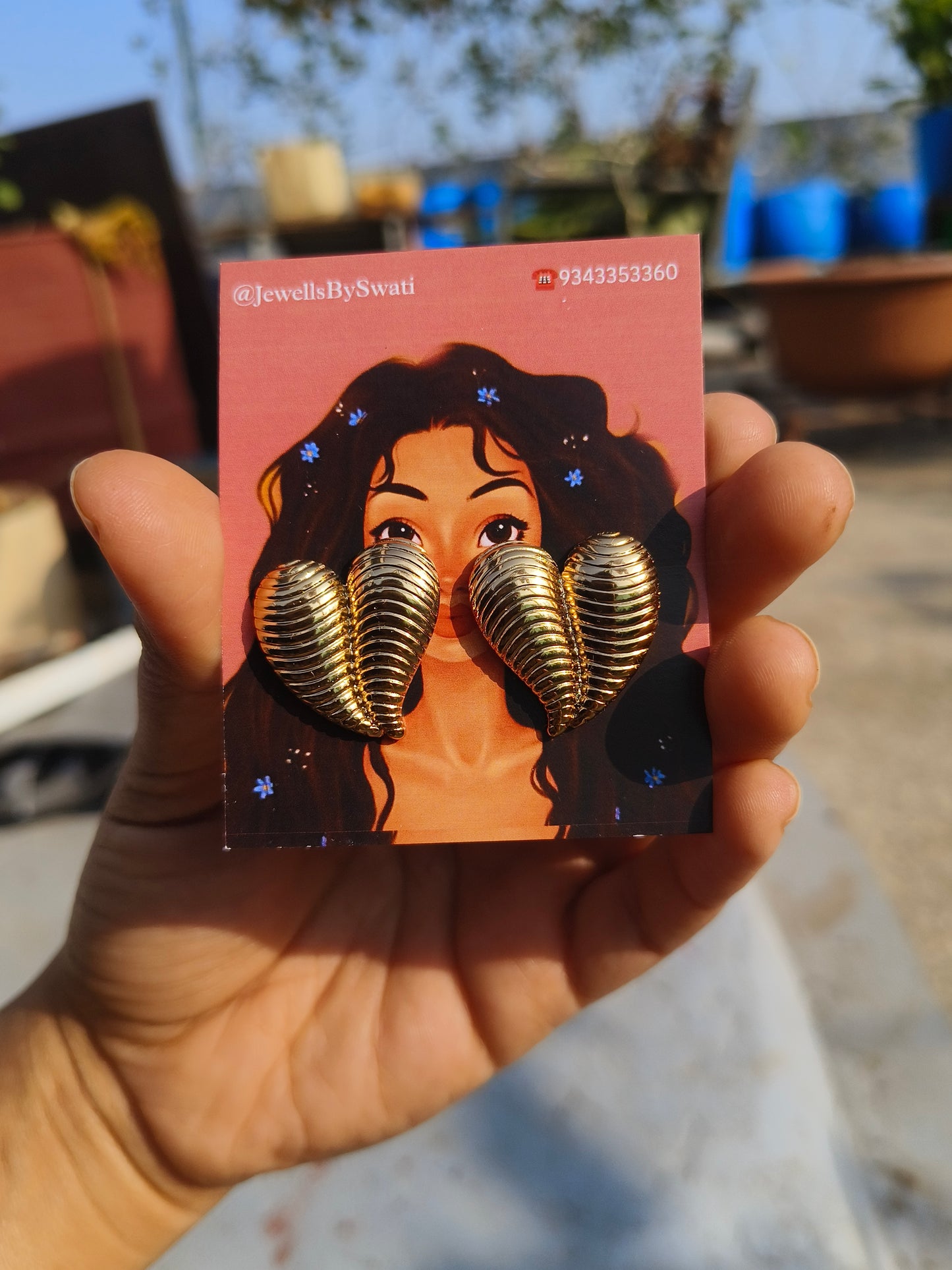 Gold Ribbed Leaf Stud Earrings | Anti-Tarnish | Waterproof | Elegant Statement Jewellery