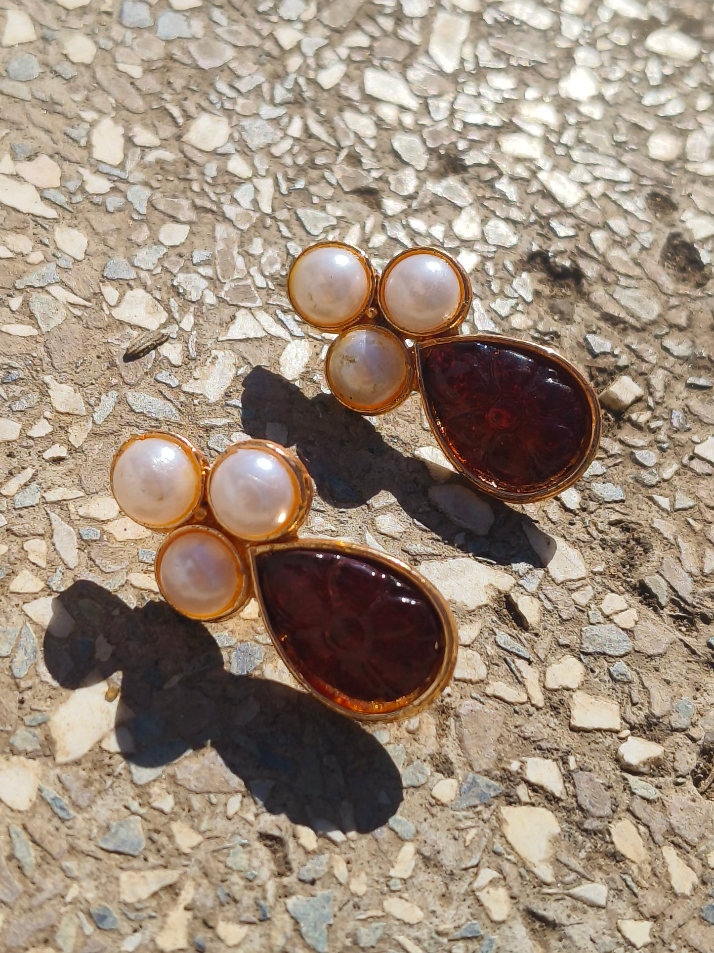 Pearl Glow Amber Drop Earrings | Festive Luxe Collection