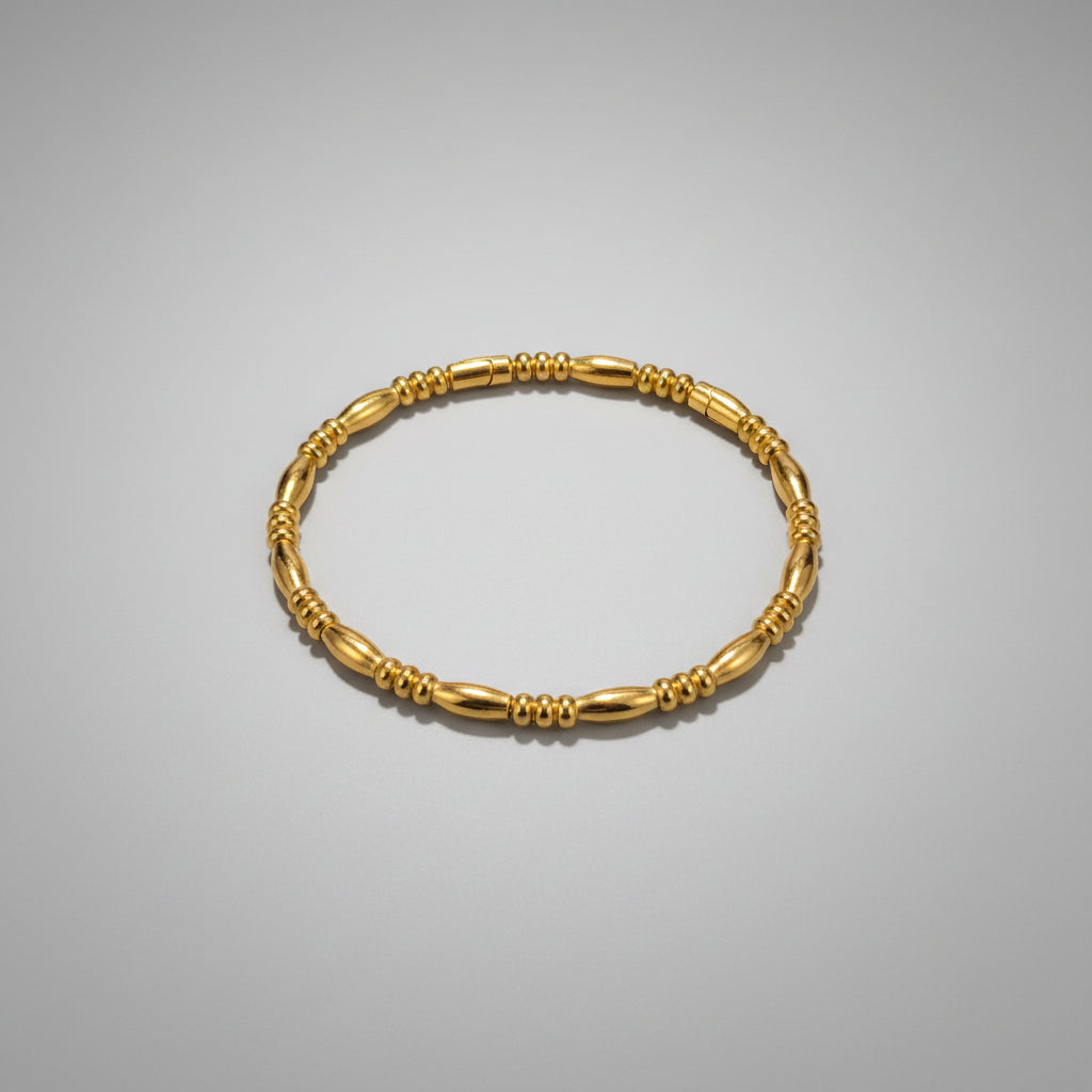 Anti-Tarnish Gold Plated Beaded Minimal Bangle Bracelet