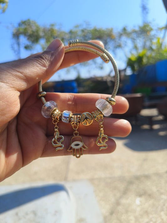 Anti-Tarnish Golden Pandora Style Charm Bracelet