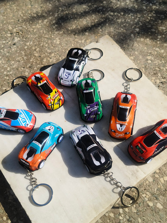Automatic Racing Car Keychain | Colorful Mini Car Keyring (Random Design)