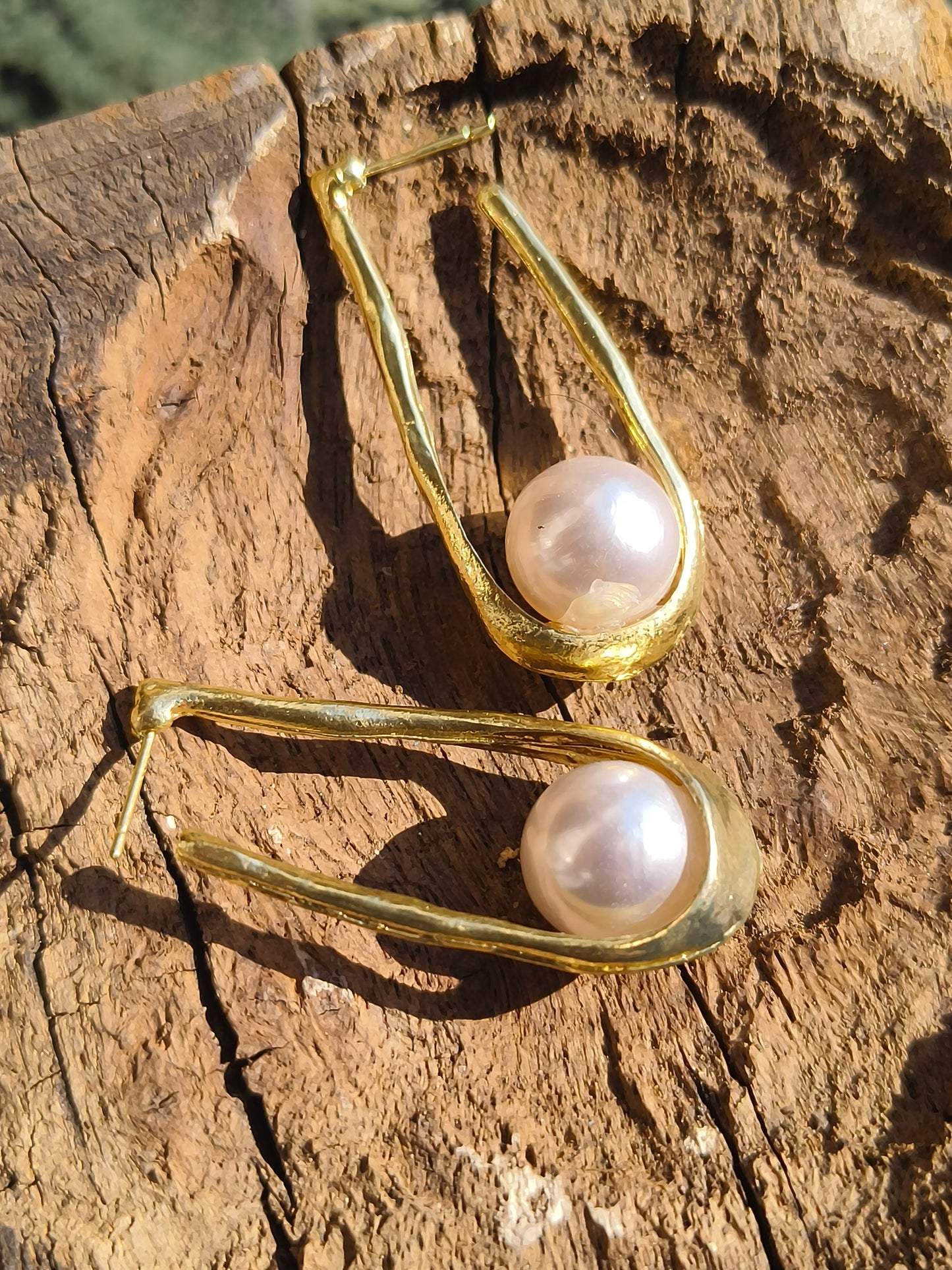 Gold Pearl Drop Hoop Earrings for Women | Minimal U-Shape Pearl Earrings | Elegant Daily & Party Wear Jewelry