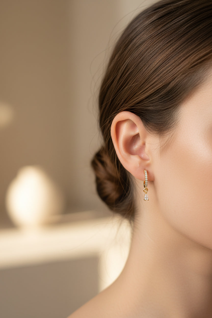 American Diamond Slim Drop Earrings for Women | Anti Tarnish AD Minimal Earrings