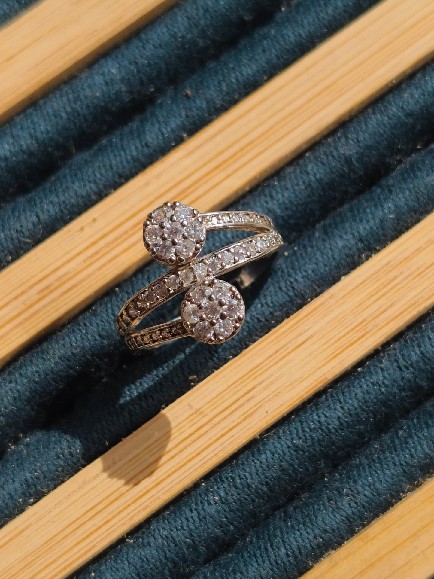 ✨ Dual Sparkle Adjustable Zircon Ring | Anti-Tarnish Silver Finish