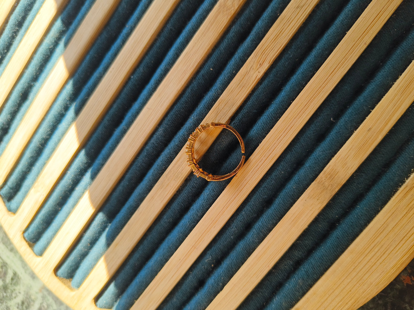 Golden Leaf Zircon Band Ring | Anti-Tarnish Gold Finish