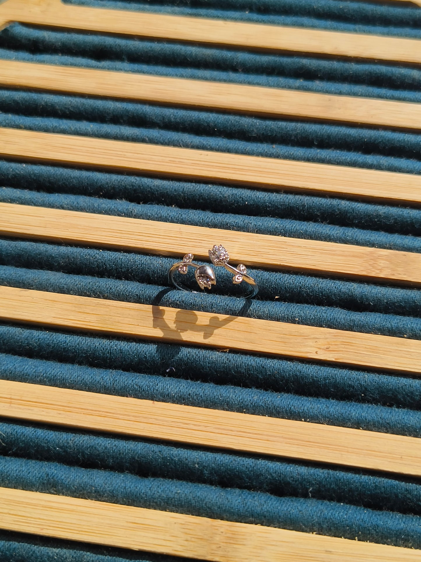 Minimal Tulip Design American Diamond Open Ring for Women