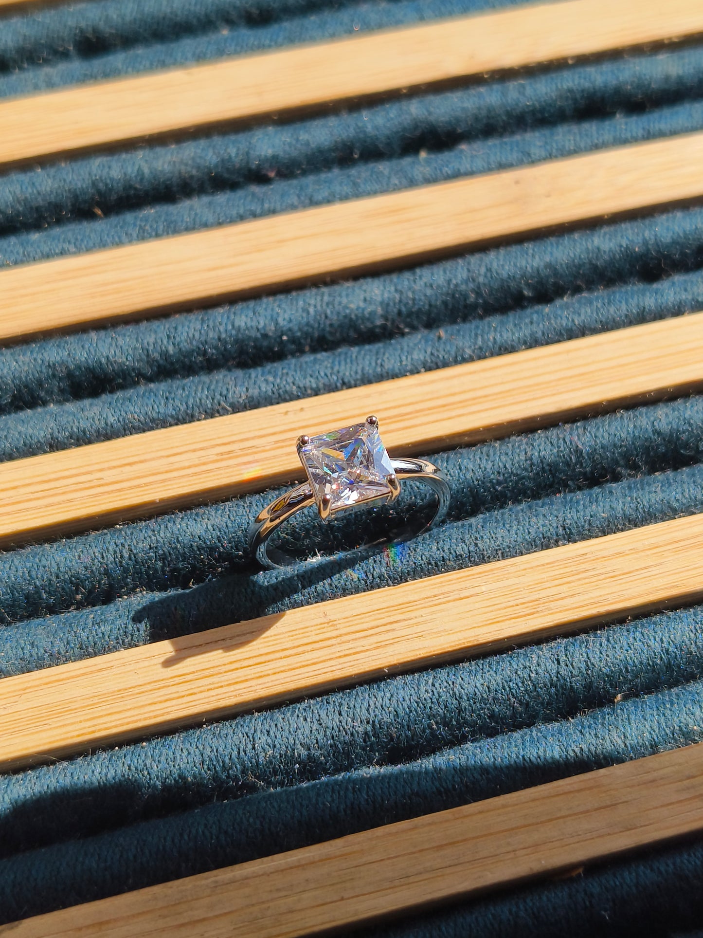 JEWELLSBYSWATI Emerald Cut CZ Solitaire Ring | Elegant Minimal Statement Ring