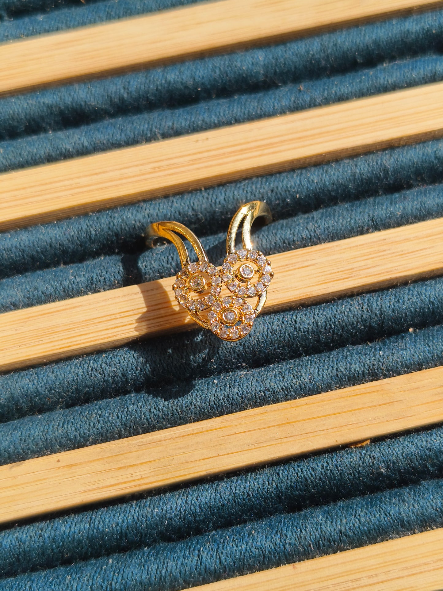 Jewellsbyswati Gold CZ Studded Adjustable Ring | Elegant Designer A-Ring