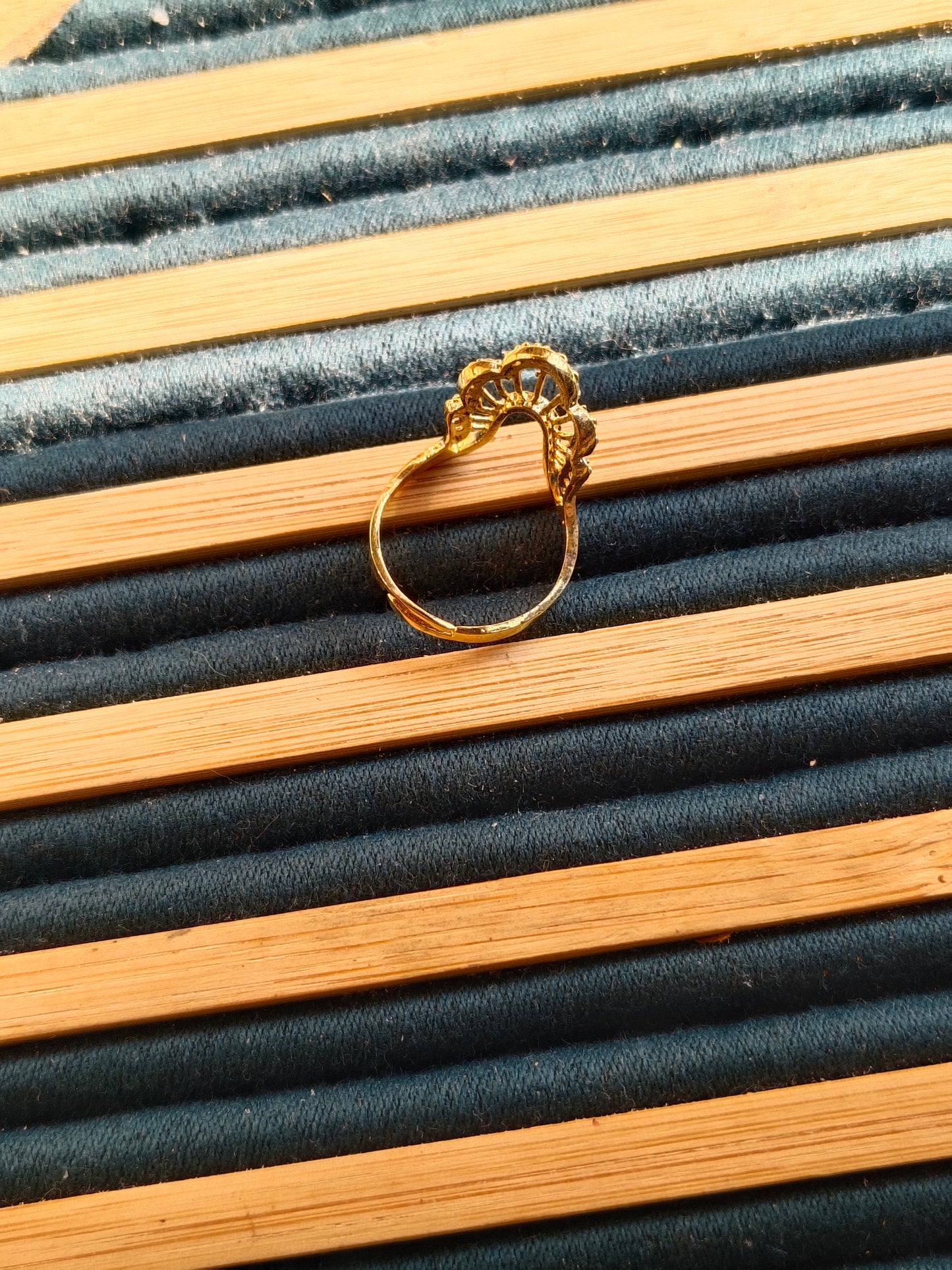 JEWELLSBYSWATI Gold Plated Studded Adjustable Ring | Elegant Designer A-Ring