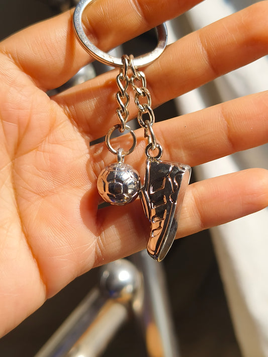 Football & Shoe Keyring | Sports Lover Metal Keychain | Soccer Ball Key Ring for Boys & Men