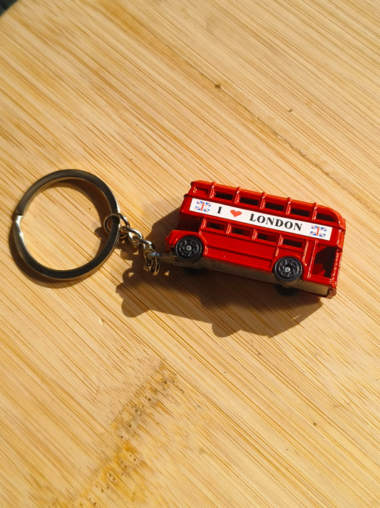 London Red Double Decker Bus Keyring | I Love London Metal Keychain | Travel Souvenir Key Ring