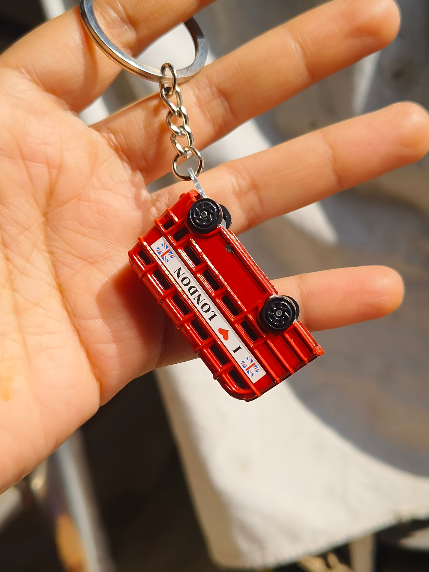 London Red Double Decker Bus Keyring | I Love London Metal Keychain | Travel Souvenir Key Ring