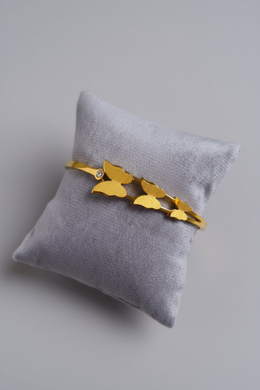Gold Plated Butterfly Bracelet for Women | Elegant Matte Finish Designer Bangle