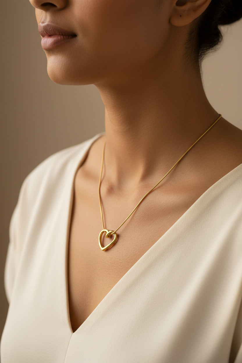 Minimal Gold Heart Pendant Necklace for Women | Elegant Love Charm Chain