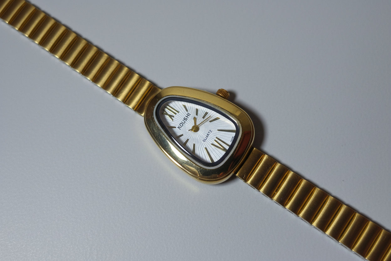 Elegant Gold Oval Dial Watch for Women | Minimal Classic Bracelet Wrist Watch