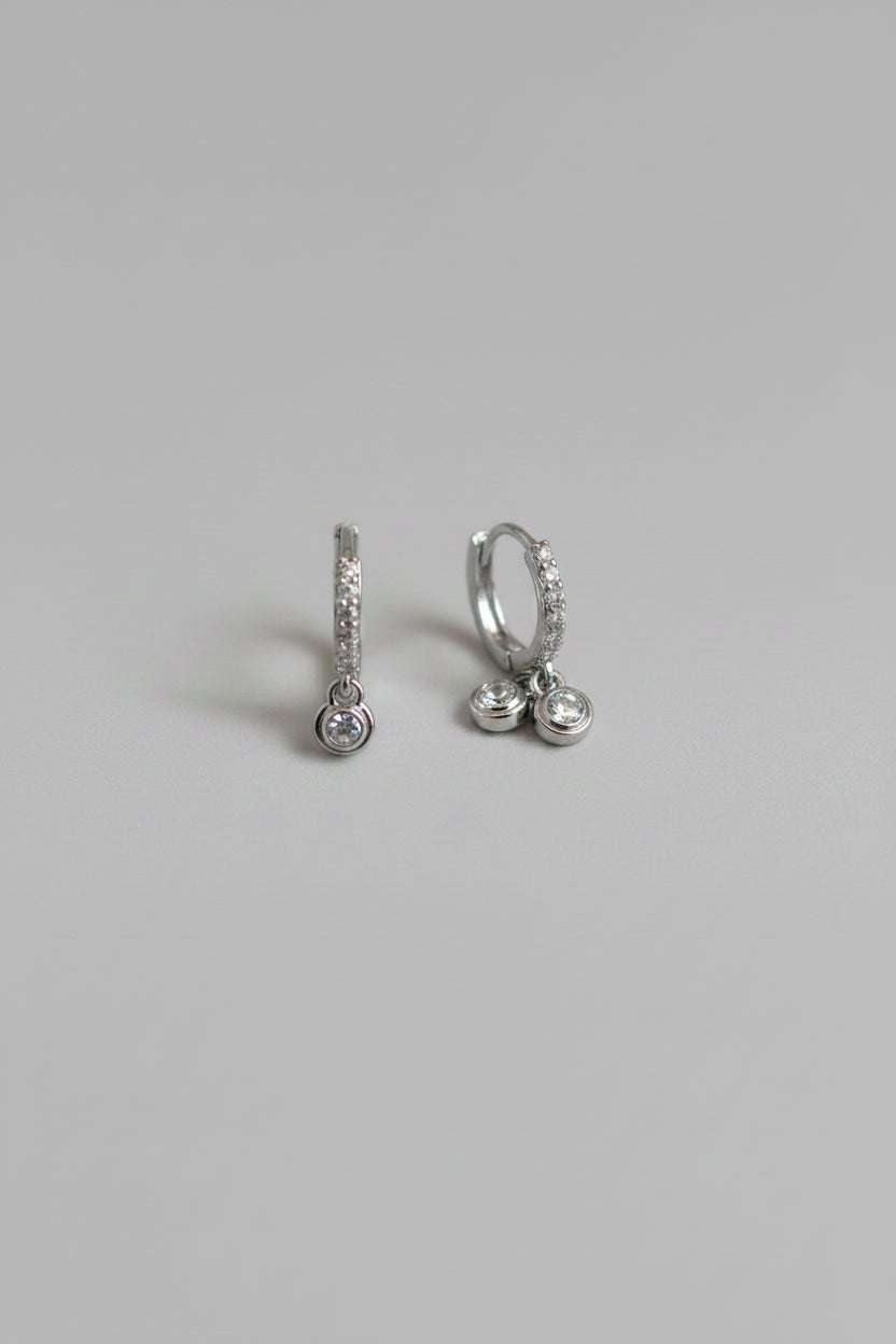 Silver Dangler hoops for lobe piercing