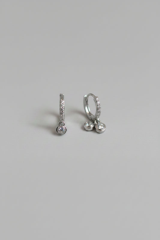 Silver Dangler hoops for lobe piercing
