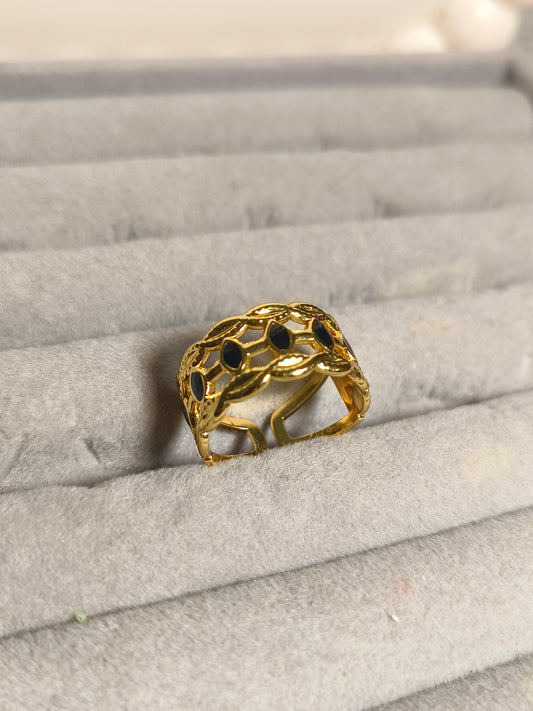 Black & Gold Statement Ring for Women