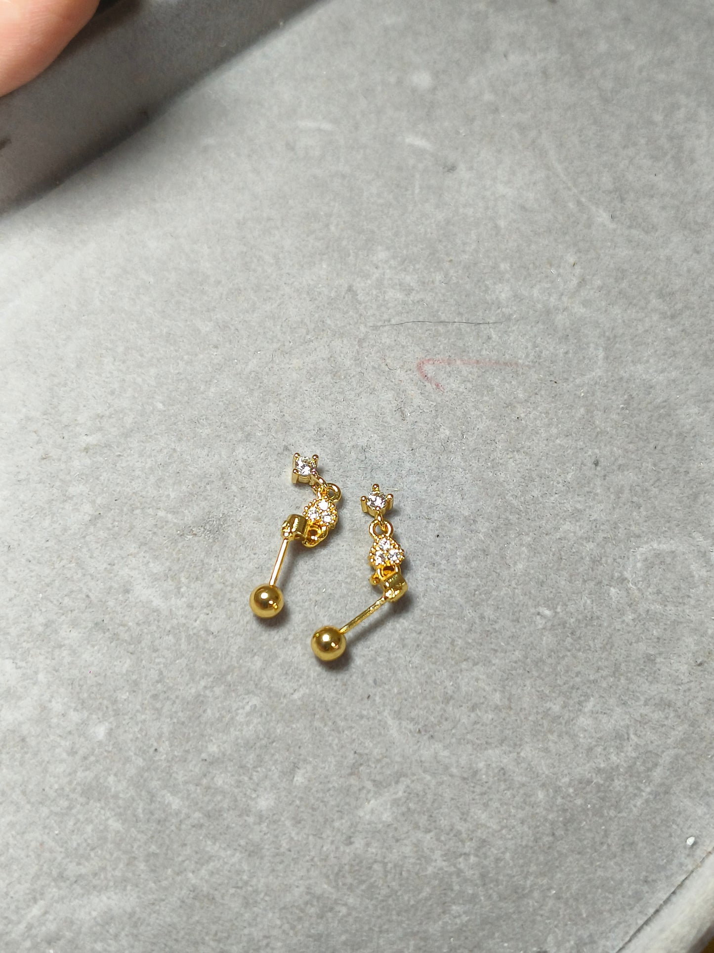 Heart stone ball back helix dangler (pair)
