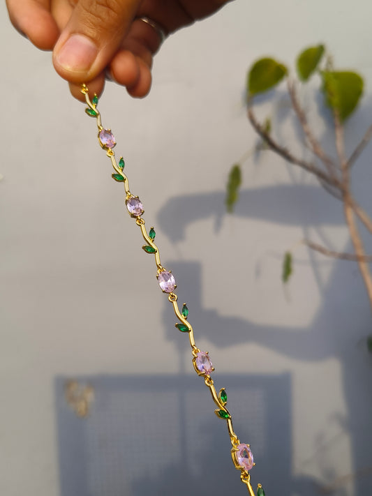 Pink & Green Tulip Bracelate (baby size /thinwrist)