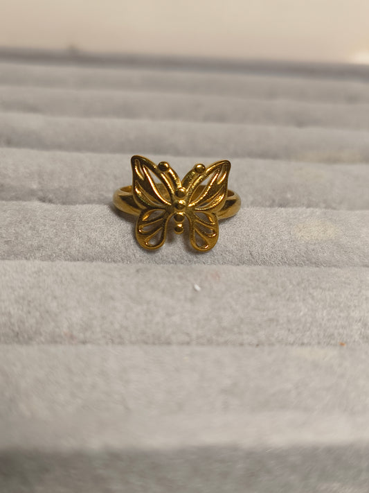 Minimal Butterfly Ring for Women