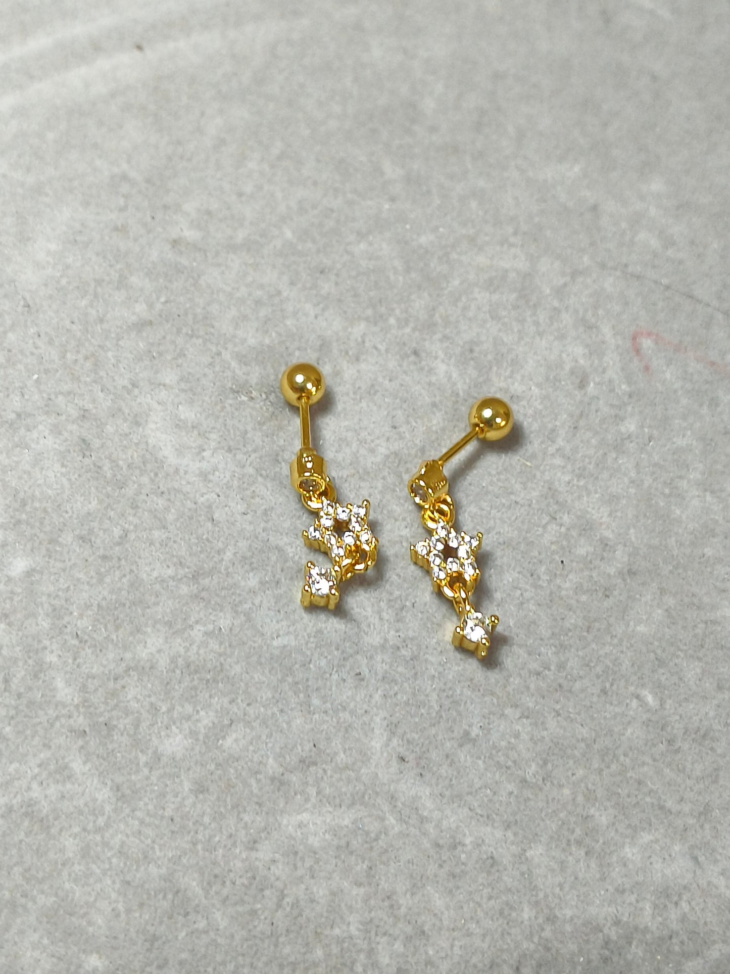 Star stone helix dangler ball back (pair)