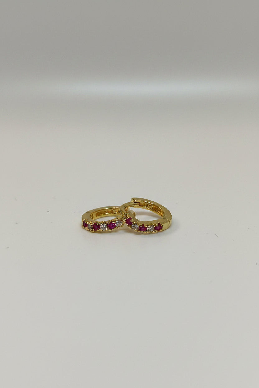 Small ink and white stone hoops for upper lobe & helix piercing