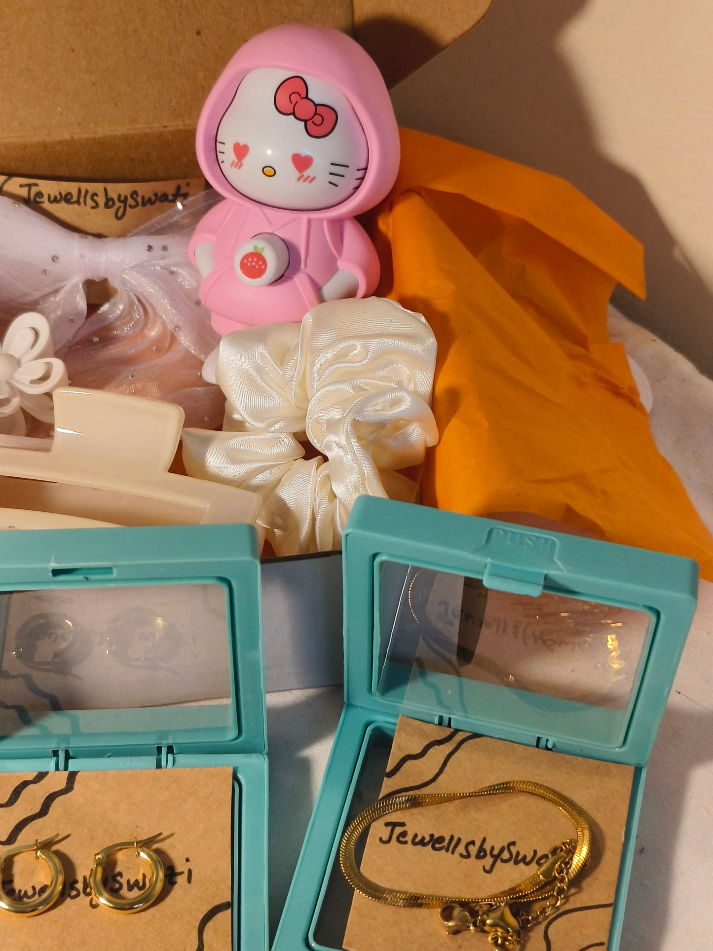 Cute Jewelry Gift Hamper for Women | Gold Finish Necklace, Hoop Earrings & Bracelet | Perfect Valentine, Birthday & Self-Love 🎁