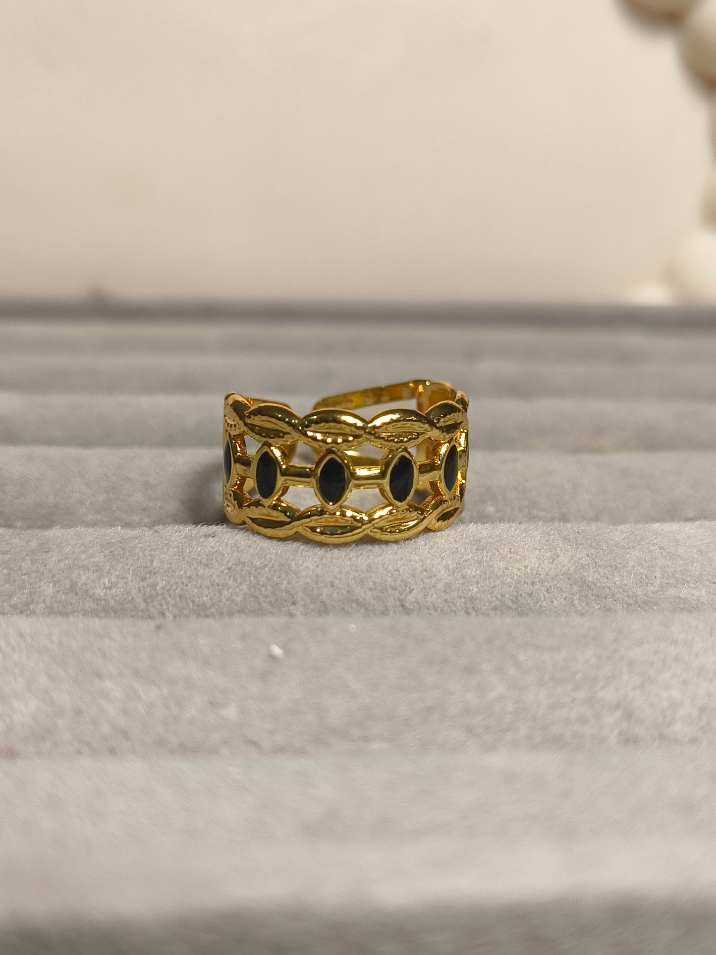 Black & Gold Statement Ring for Women