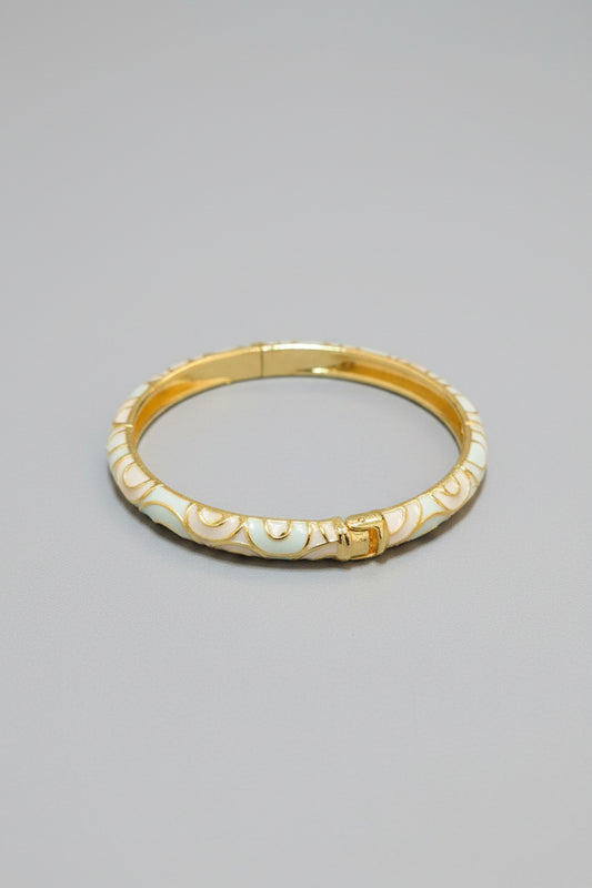 White Enamel Gold Plated Bracelet for Women | Minimal Elegant Anti-Tarnish Bangle