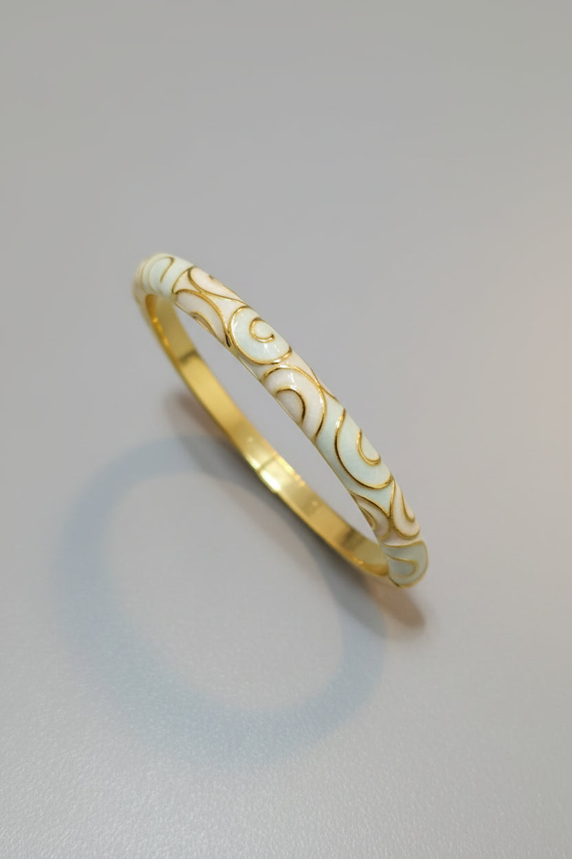 White Enamel Gold Plated Bracelet for Women | Minimal Elegant Anti-Tarnish Bangle