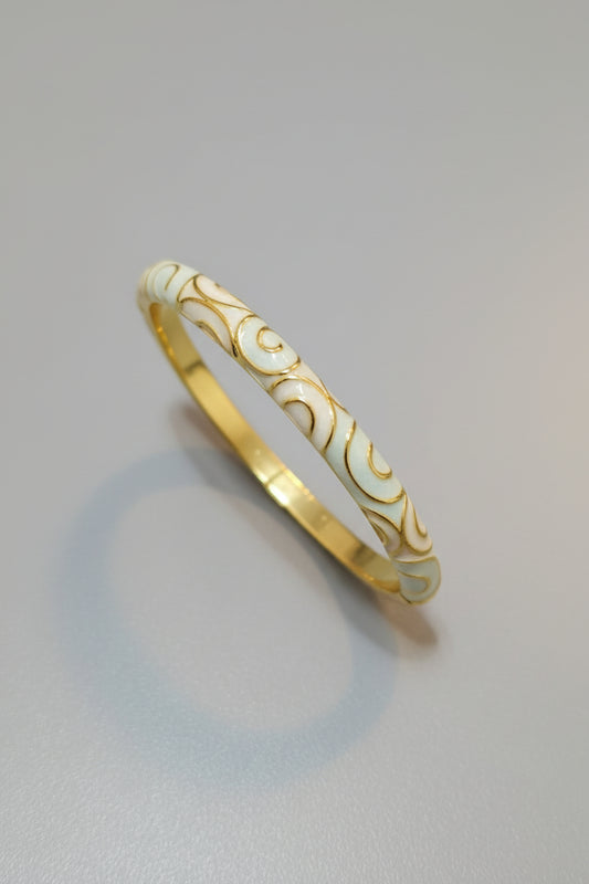 White Enamel Gold Plated Bracelet for Women | Minimal Elegant Anti-Tarnish Bangle