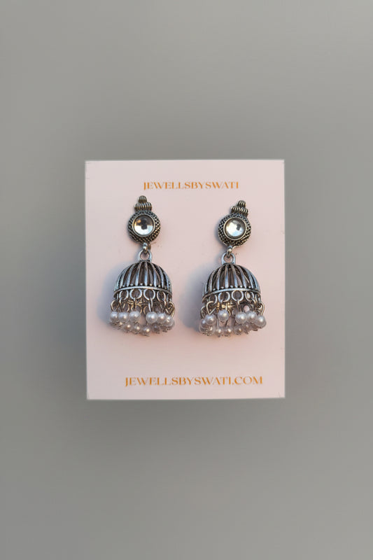 SILVER CAGE JHUMKI