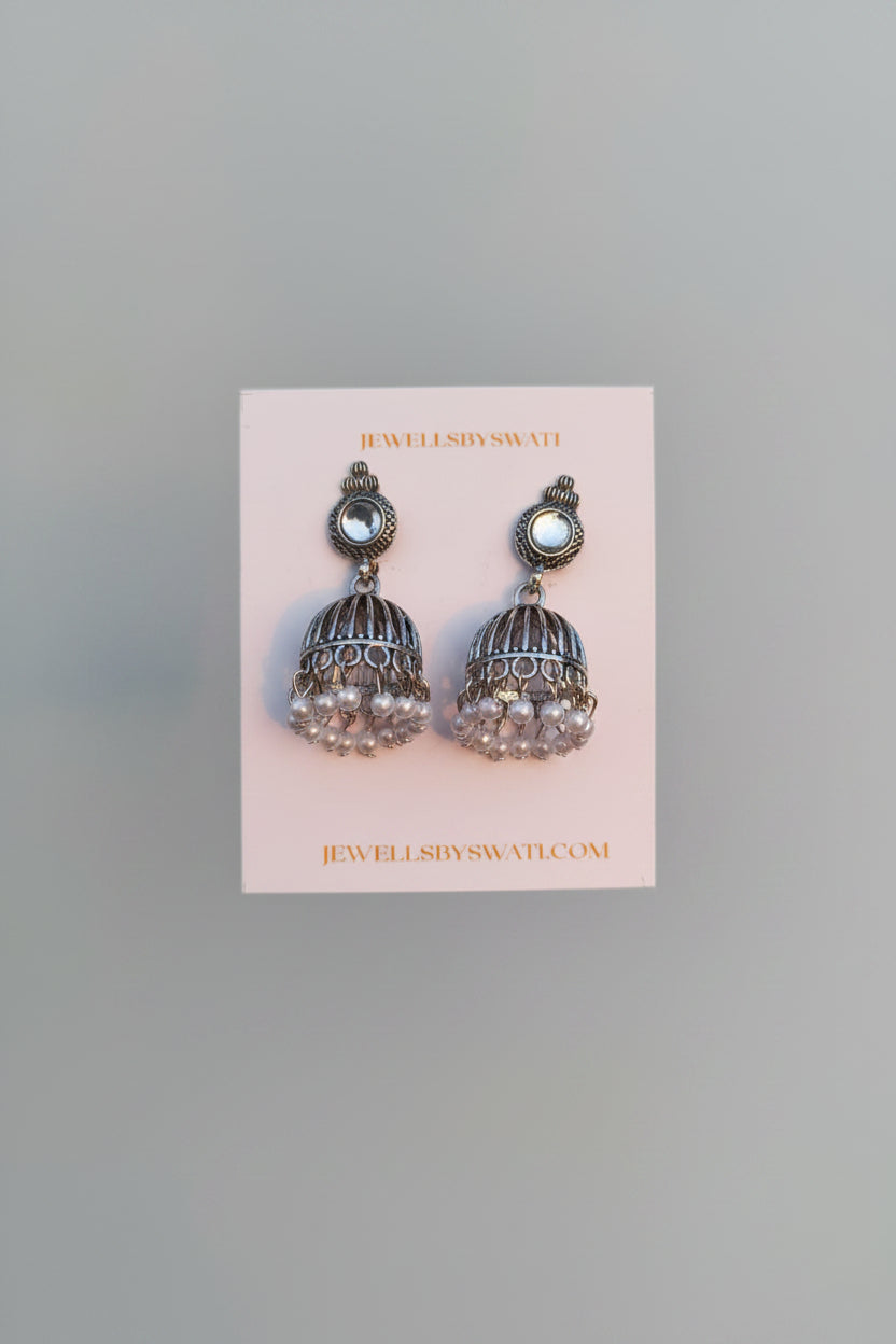 SILVER CAGE JHUMKI