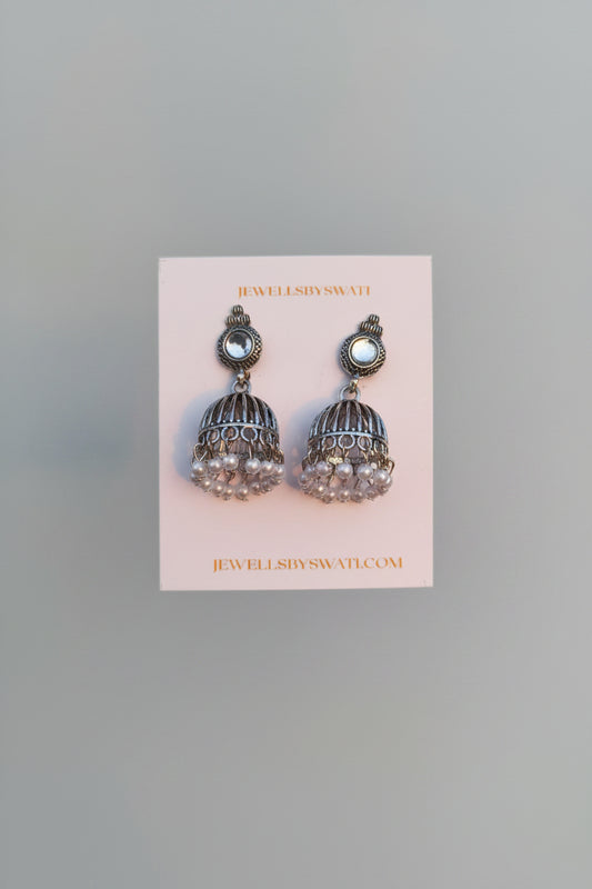 SILVER CAGE JHUMKI