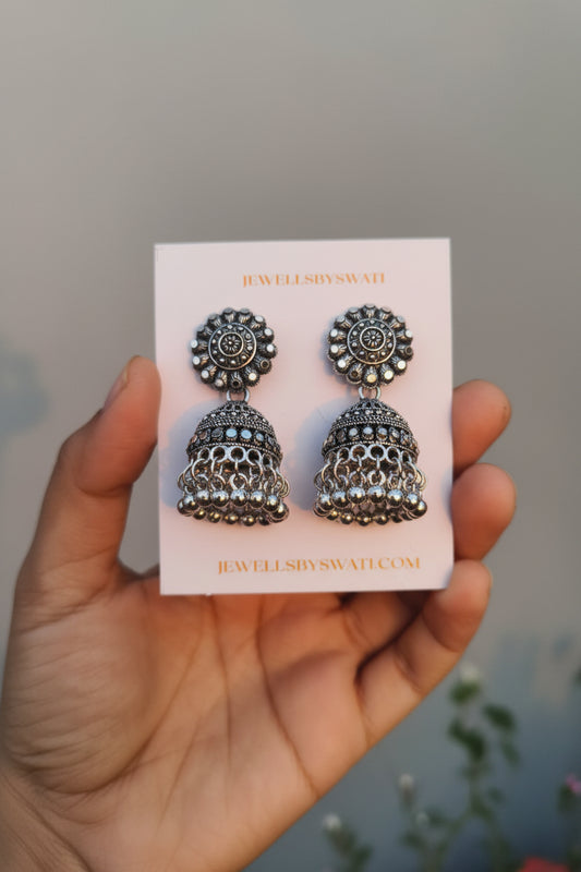 SILVER OXIDISED JHUMKI